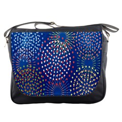 Fireworks Party Blue Fire Happy Messenger Bags by Mariart