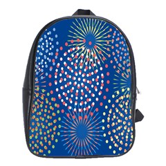 Fireworks Party Blue Fire Happy School Bags (xl)  by Mariart