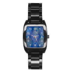 Fireworks Party Blue Fire Happy Stainless Steel Barrel Watch by Mariart