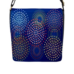 Fireworks Party Blue Fire Happy Flap Messenger Bag (l)  by Mariart