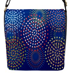 Fireworks Party Blue Fire Happy Flap Messenger Bag (s) by Mariart