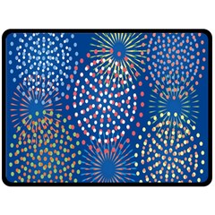 Fireworks Party Blue Fire Happy Double Sided Fleece Blanket (large)  by Mariart