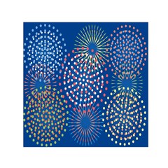 Fireworks Party Blue Fire Happy Small Satin Scarf (square) by Mariart