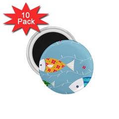 Fish Cute Swim Blue Sea 1 75  Magnets (10 Pack)  by Mariart