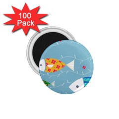 Fish Cute Swim Blue Sea 1 75  Magnets (100 Pack)  by Mariart