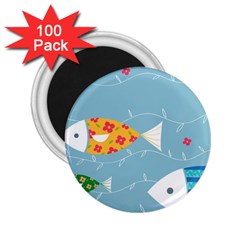 Fish Cute Swim Blue Sea 2 25  Magnets (100 Pack) 