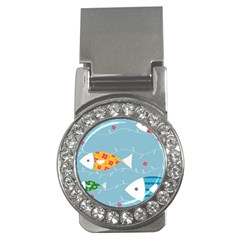 Fish Cute Swim Blue Sea Money Clips (cz)  by Mariart