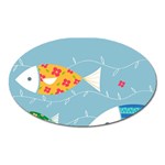 Fish Cute Swim Blue Sea Oval Magnet Front