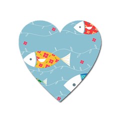 Fish Cute Swim Blue Sea Heart Magnet