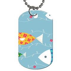 Fish Cute Swim Blue Sea Dog Tag (one Side)