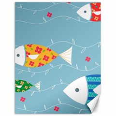 Fish Cute Swim Blue Sea Canvas 18  X 24   by Mariart