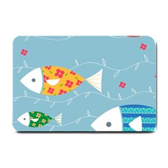 Fish Cute Swim Blue Sea Small Doormat  by Mariart