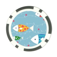 Fish Cute Swim Blue Sea Poker Chip Card Guard