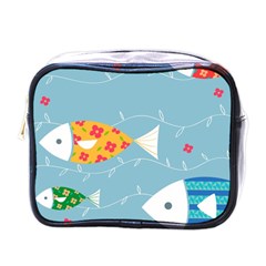 Fish Cute Swim Blue Sea Mini Toiletries Bags by Mariart