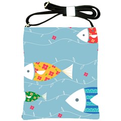 Fish Cute Swim Blue Sea Shoulder Sling Bags by Mariart