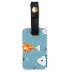 Fish Cute Swim Blue Sea Luggage Tags (one Side)  by Mariart