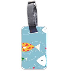 Fish Cute Swim Blue Sea Luggage Tags (two Sides) by Mariart