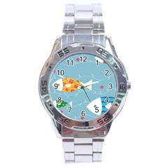 Fish Cute Swim Blue Sea Stainless Steel Analogue Watch by Mariart