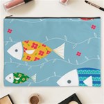 Fish Cute Swim Blue Sea Cosmetic Bag (XXXL)  Front