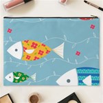 Fish Cute Swim Blue Sea Cosmetic Bag (XXXL)  Back