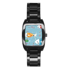 Fish Cute Swim Blue Sea Stainless Steel Barrel Watch by Mariart