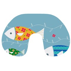 Fish Cute Swim Blue Sea Travel Neck Pillows by Mariart