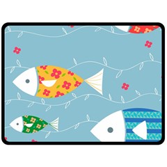 Fish Cute Swim Blue Sea Double Sided Fleece Blanket (large)  by Mariart