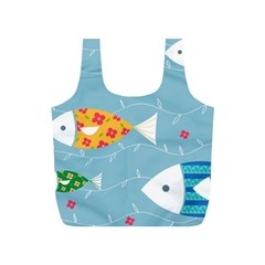 Fish Cute Swim Blue Sea Full Print Recycle Bags (s)  by Mariart