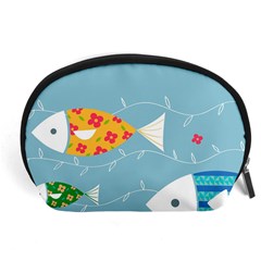 Fish Cute Swim Blue Sea Accessory Pouches (large)  by Mariart