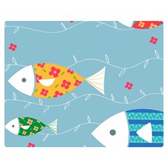 Fish Cute Swim Blue Sea Double Sided Flano Blanket (medium) 