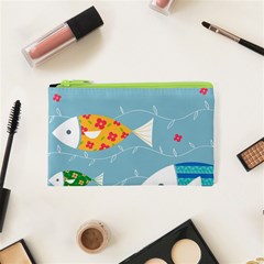 Fish Cute Swim Blue Sea Cosmetic Bag (xs) by Mariart