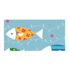 Fish Cute Swim Blue Sea Satin Wrap by Mariart