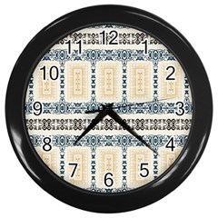 Fabric Star Flower Floral Wall Clocks (black) by Mariart