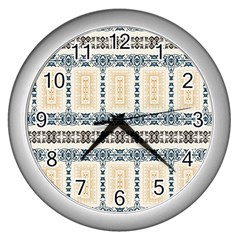 Fabric Star Flower Floral Wall Clocks (silver)  by Mariart