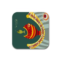 Fish Predator Sea Water Beach Monster Rubber Square Coaster (4 Pack)  by Mariart