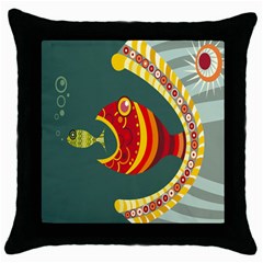 Fish Predator Sea Water Beach Monster Throw Pillow Case (black) by Mariart