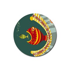 Fish Predator Sea Water Beach Monster Rubber Coaster (round)  by Mariart