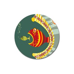 Fish Predator Sea Water Beach Monster Magnet 3  (round) by Mariart