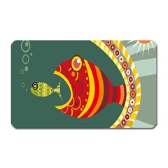 Fish Predator Sea Water Beach Monster Magnet (rectangular) by Mariart