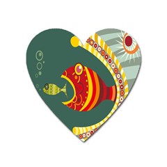 Fish Predator Sea Water Beach Monster Heart Magnet by Mariart