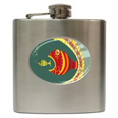 Fish Predator Sea Water Beach Monster Hip Flask (6 Oz) by Mariart