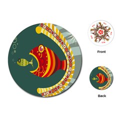 Fish Predator Sea Water Beach Monster Playing Cards (round)  by Mariart