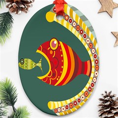 Fish Predator Sea Water Beach Monster Oval Ornament (two Sides) by Mariart