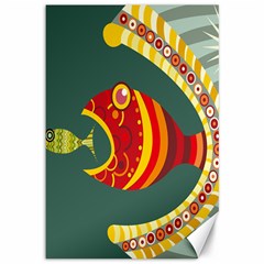 Fish Predator Sea Water Beach Monster Canvas 12  X 18  