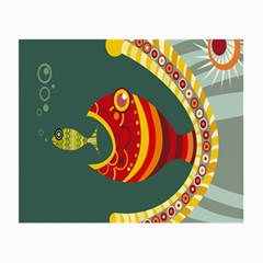 Fish Predator Sea Water Beach Monster Small Glasses Cloth (2-side) by Mariart