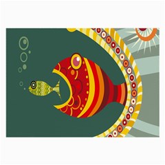 Fish Predator Sea Water Beach Monster Large Glasses Cloth (2-side) by Mariart