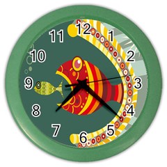 Fish Predator Sea Water Beach Monster Color Wall Clocks by Mariart