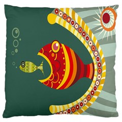 Fish Predator Sea Water Beach Monster Large Flano Cushion Case (one Side) by Mariart