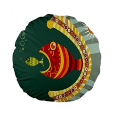 Fish Predator Sea Water Beach Monster Standard 15  Premium Flano Round Cushions by Mariart