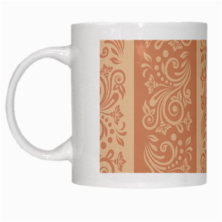 Flower Floral Leaf Frame Star Brown White Mugs